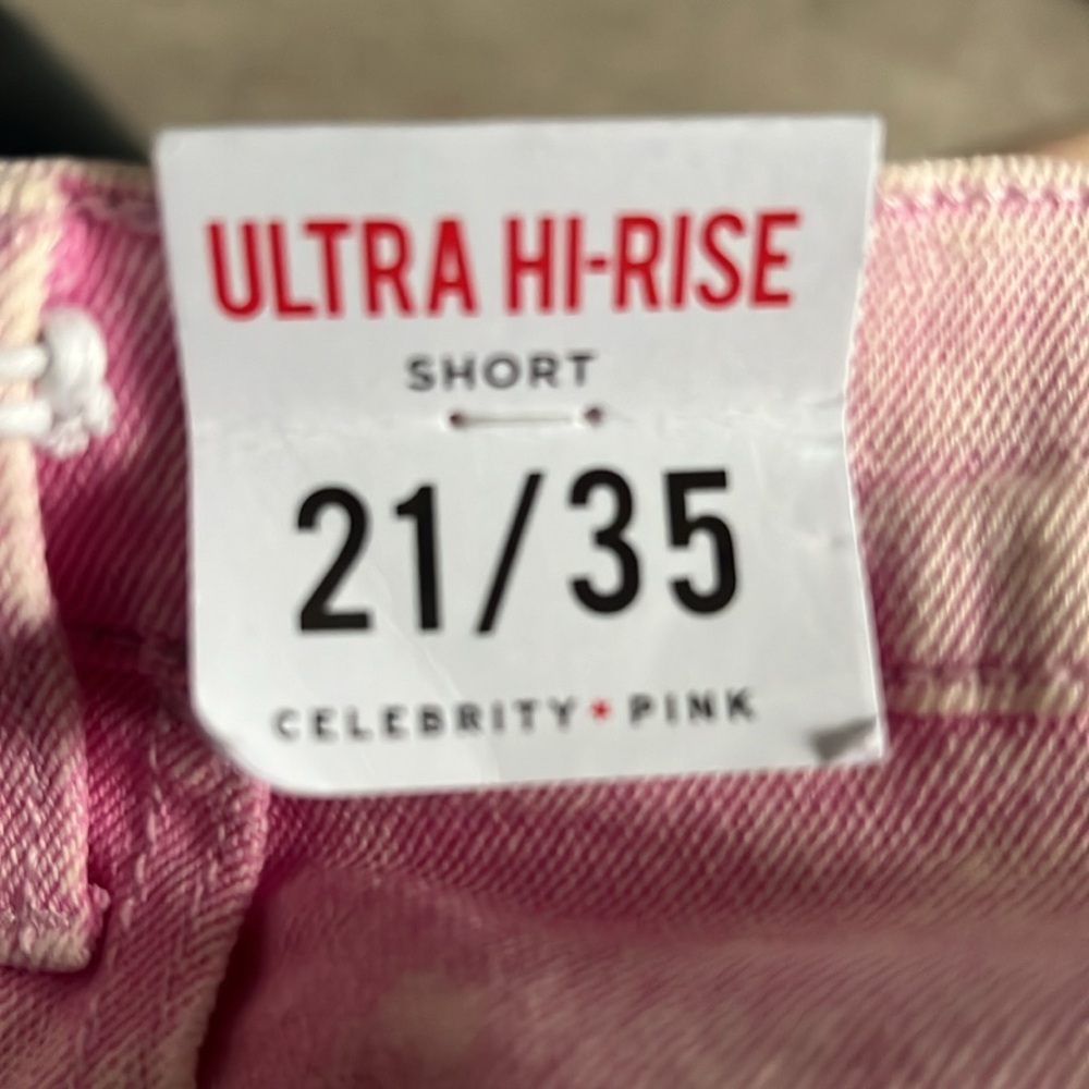 ULTRA HI-RISE JEANS SHORTS PINK sz 21/35 sz18 - Picture 4 of 7